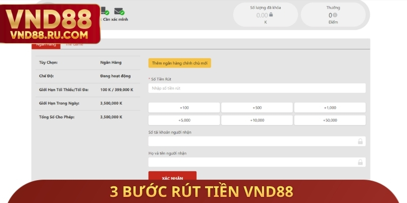 3 bước rút tiền VND88