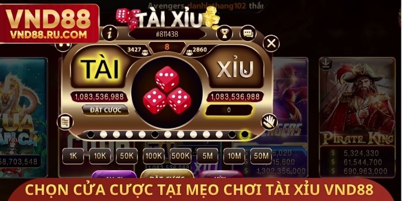Chọn cửa cược tại mẹo chơi tài xỉu VND88